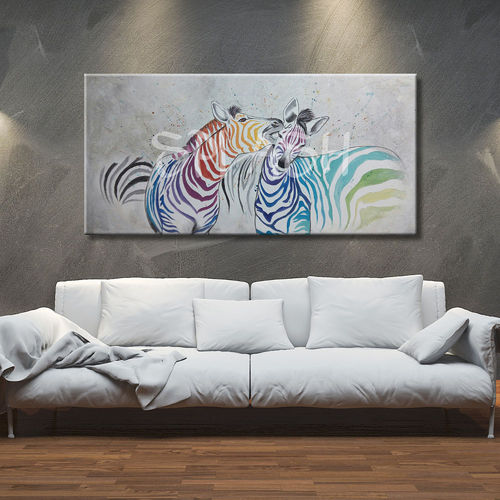 Ethnic picture with colored zebras