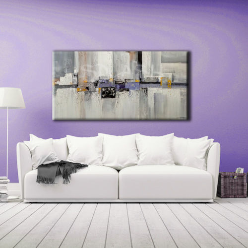 Grey and Purple Urban Abstract Painting