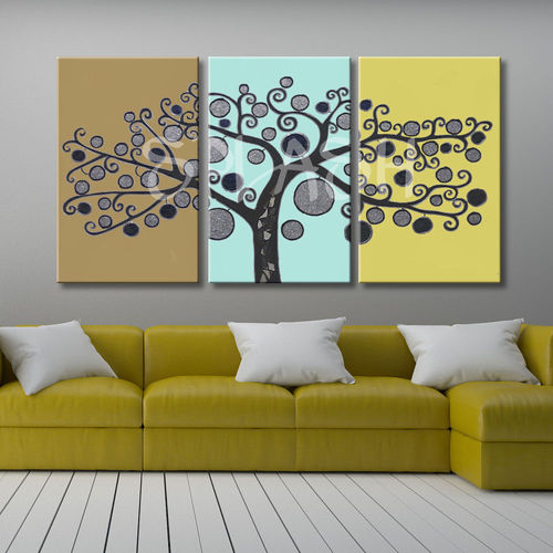 Ocher, yellow and silver life tree