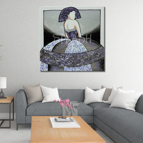 Modern Silver and Malva Painting