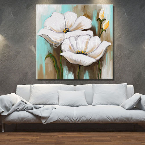 White flower picture on turquoise