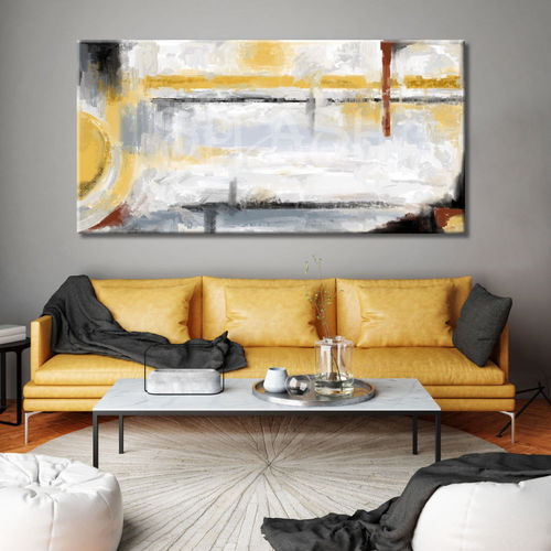 Abstract Painting in mustard yellow