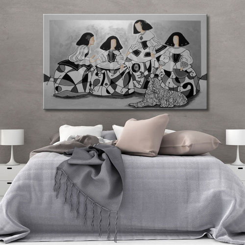 Meninas inspiradas en Velázquez con colores plata, negro y brillo