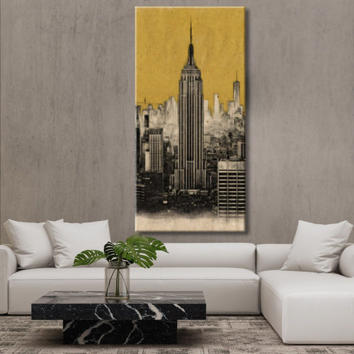 Empire State Building Mustard Sky Painting