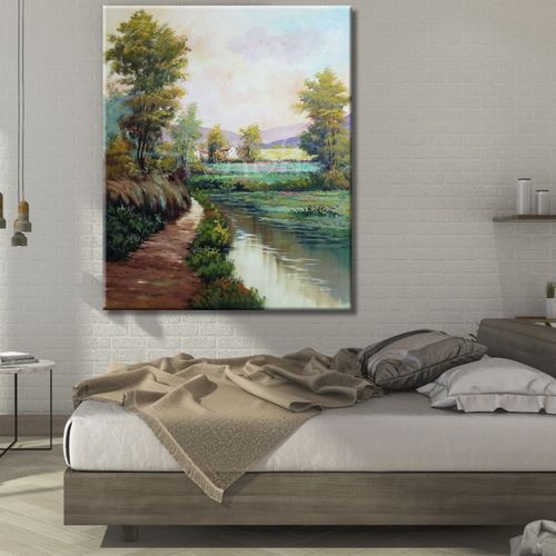 Classic River and Casas Landscape Painting