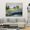 Landscape Painting with lavender and lake