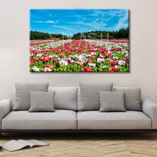 Landscape Painting with red and white flowers