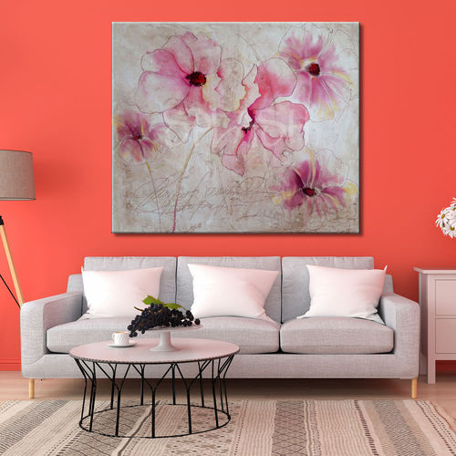 Pink flower picture on broken white background