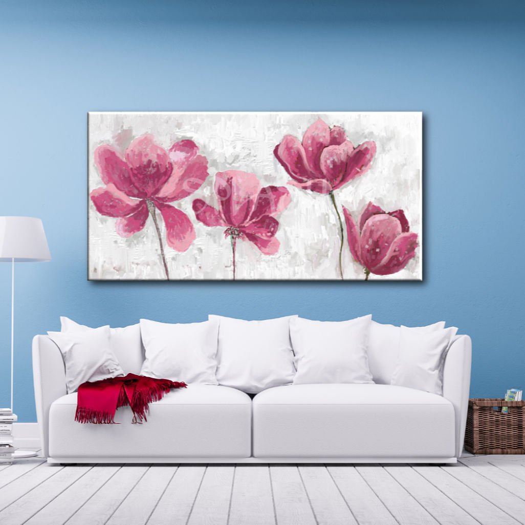 Cuadros flores rosas texturas y dormitorios|Cuadros Splash
