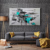 Turquoise, Black, Gray and White Abstract Painting