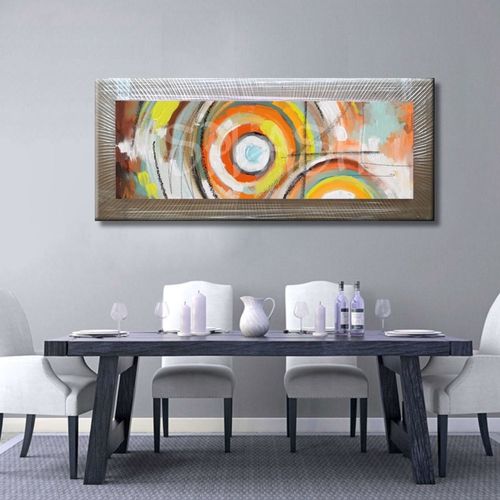 ABSTRACT Painting CIRCLES ORANGE AND MARCO SILVER