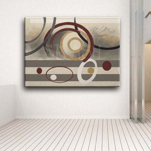 Abstraction in gray, ocher and garnet with circles