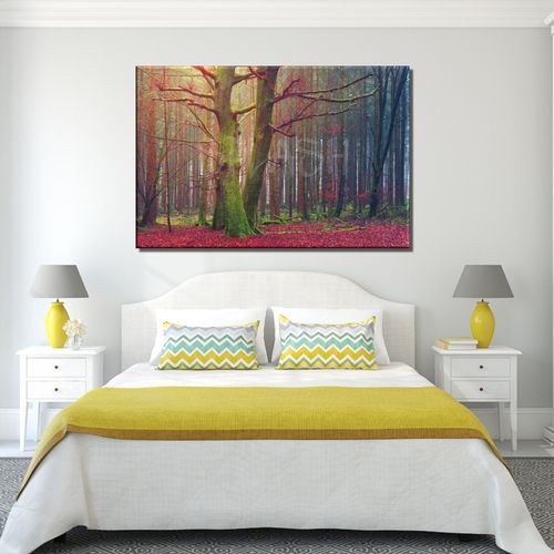 Autumal and red forest Painting