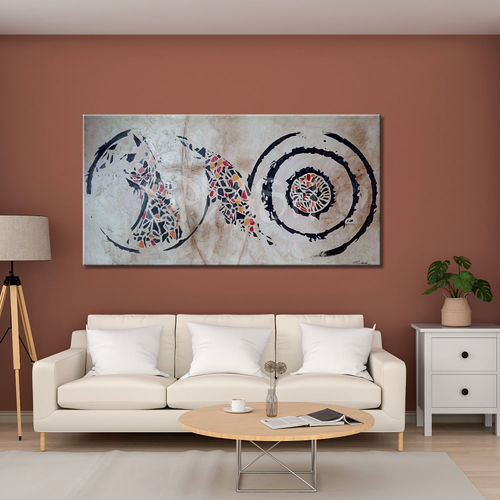 Abstract circles with colors and sepia background