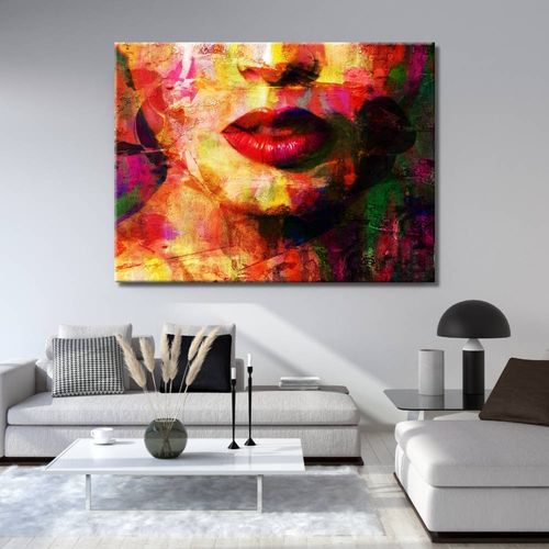 ABSTRACT WOMAN AND LIPS Painting