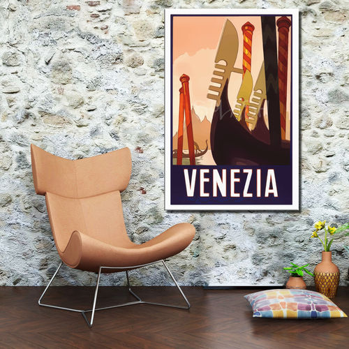 Vintage Venice poster in warm colours