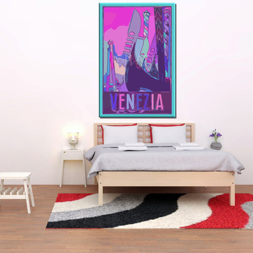 Colorful Venice Painting in Magenta y Azules