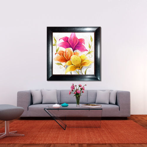 Colored flowers with frame