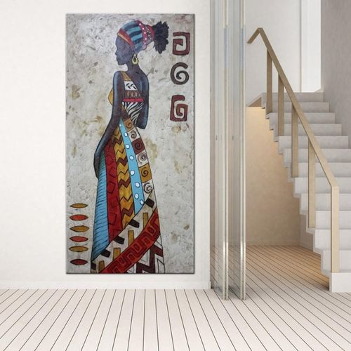 Cuadro Étnico Mujer Africana Pintado con Textura