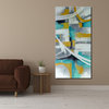 Abstract turquoise and mustard painting