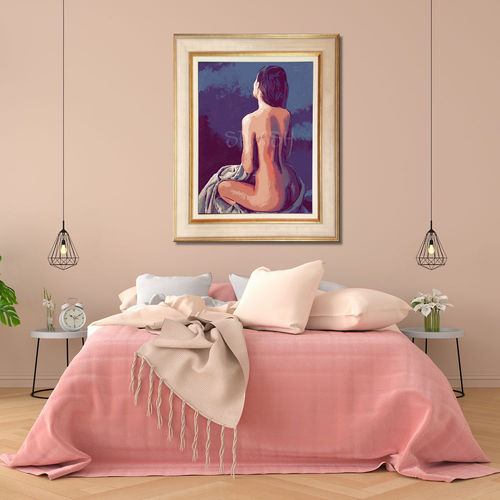 Nude female painting cream frame gold