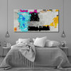 Abstract geometric turquoise and black painting