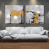 Abstract Painting Diptych Mustard Yellow
