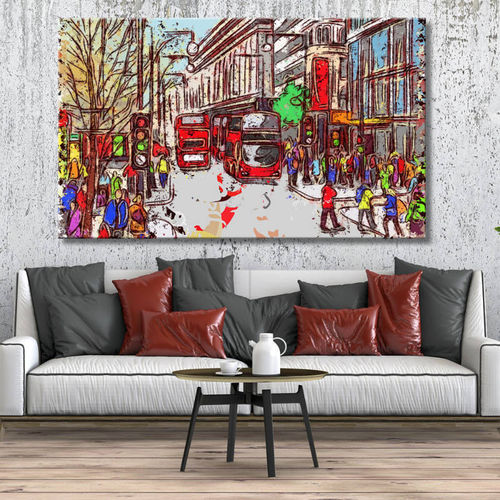 Urban Painting London Figures and Buses