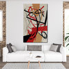 Geometric Abstract Painting red black and ochre