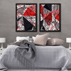 Abstract diptych with geometric motifs