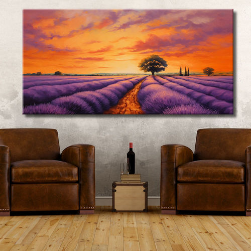Lavender Malva Landscape Painting
