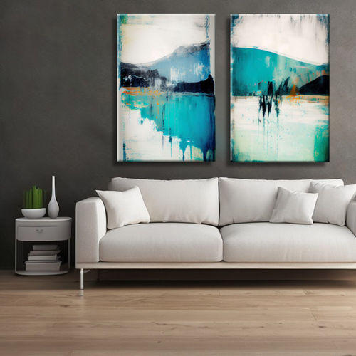 Abstract landscape paintings in pairs