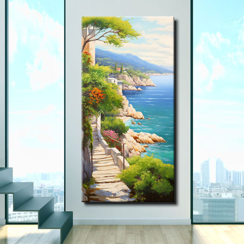 Costa Brava and trees cliff Painting