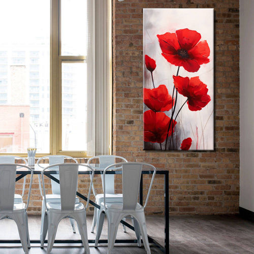 Vertical poppy picture on white