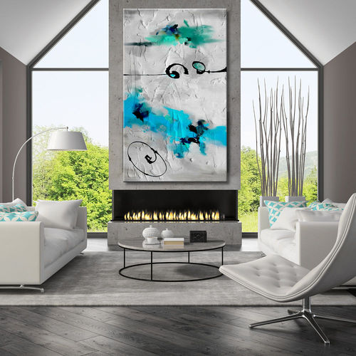 Turquoise gray and blue abstract picture