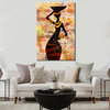Mujer africana con vasija y abstracto