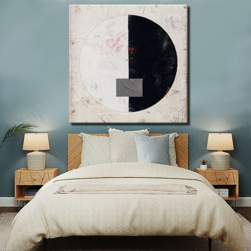 Black and white abstract circle painting