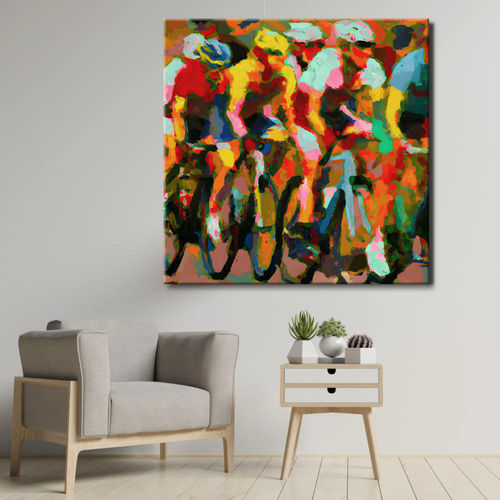 Painting Cycling peloton in a sprint