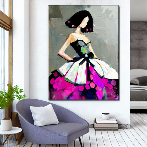 Modern Magenta and Black Painting