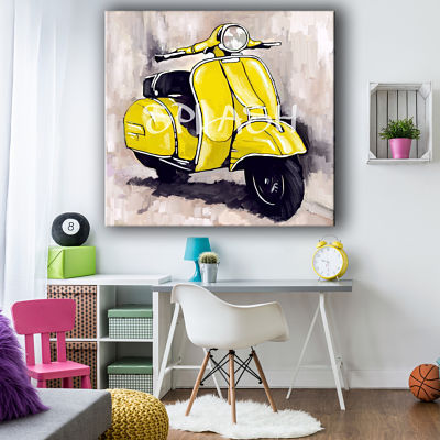 Modern yellow Vespa painting for youth bedroom with original painting 