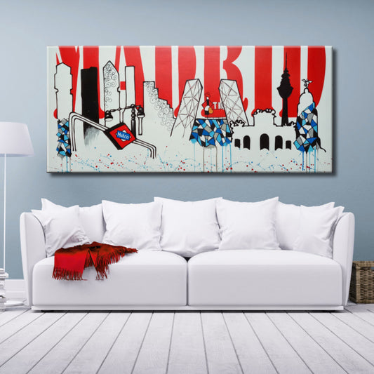Cuadro de Madrid Skyline y grafismo