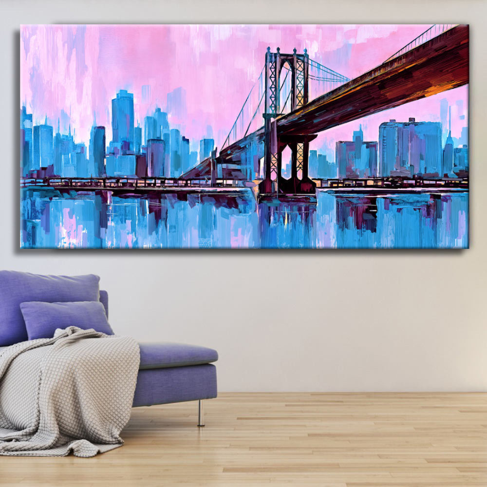 Skyline Nueva York turquesa y magenta