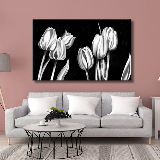 Flores tulipanes blanco y negro