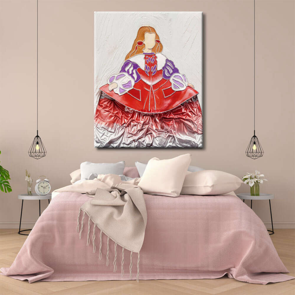 Cuadro de Menina en rojo y malva