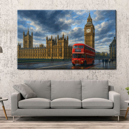 Cuadro autobus y parlamento de Londres