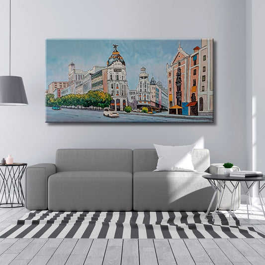 Cuadro de Madrid con edificio Metrópolis