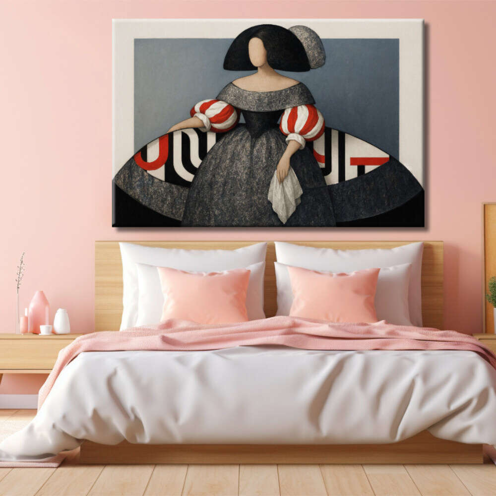 Cuadro Menina Apaisada roja y gris