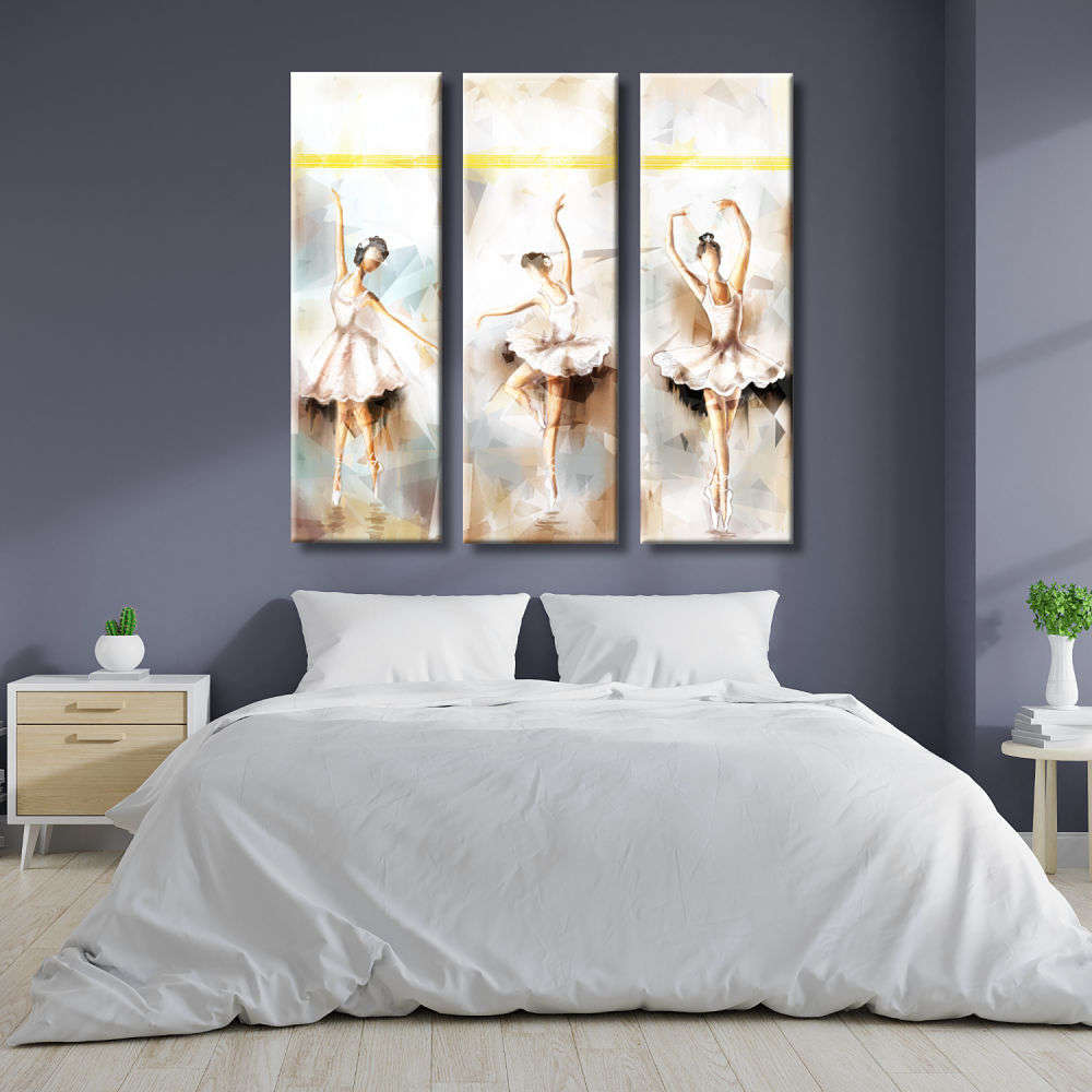 Tríptico de bailarinas en colores pastel