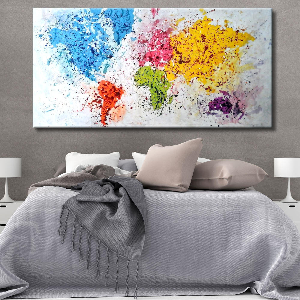 Cuadro de Mapa Mundi colorido