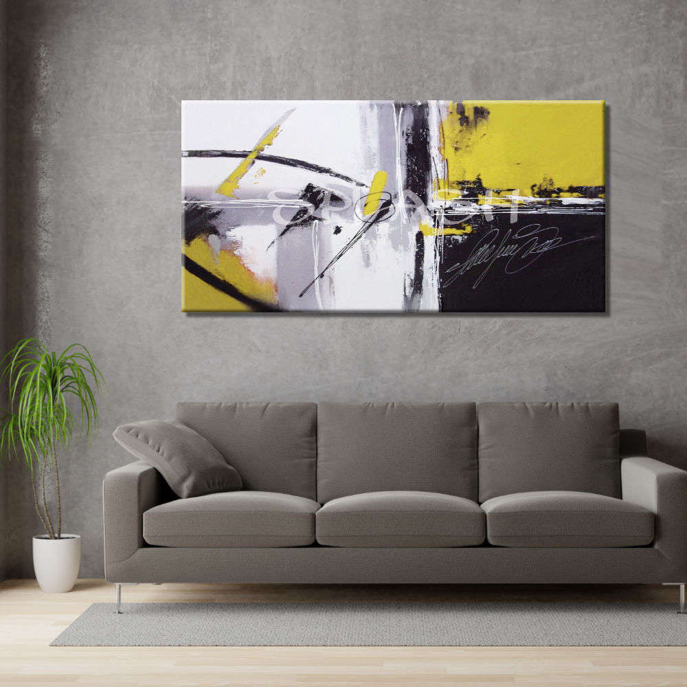 Cuadro Abstracto Amarillo Mostaza